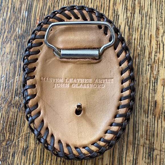 VTG Belt Buckle Master Leather Artist John Glassford Oval Tooled Boy Scouts - Picture 3 of 4